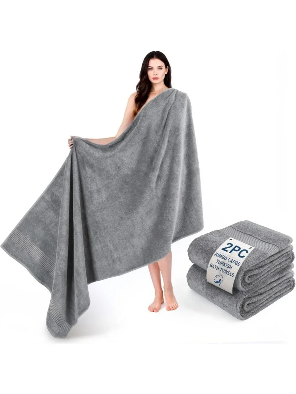 Soft Absorbent 100% Cotton Turkish Towel Set - Quick Dry Bath Sheets, 2 Piece